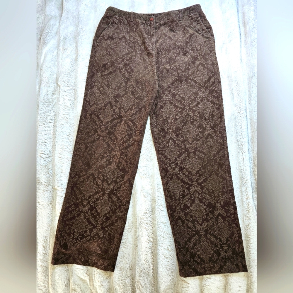 EVAN PICONE BROWN CORDUROY WOMENS 16 SUPER SOFTS TRAIGHT LEGS PANTS